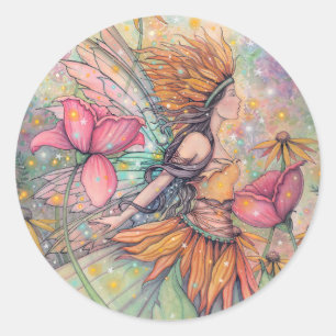 Zomer Koningin Fee Fantasie Kunst Ronde Sticker