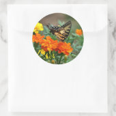 Zomer - Koningsvlinder en mooie goudsbloem Ronde Sticker (Tas)