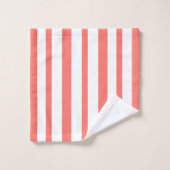 Zomer Koraal Witte Strepen Bad Handdoek (Wasdoekje)