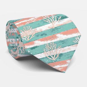 Zomer Koraalpatroon aan de Kust Stropdas