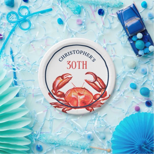 Zomer krab 30th Birthday Party Papieren Bordje (Feest)