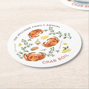 Zomer Krab Boil   Low Country Boil Picknick Ronde Kartonnen Onderzetter