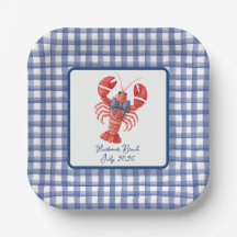 Zomer Kreeft Blauw Gingham 4 Juli