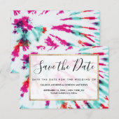 Zomer Kunstzinnig Meisjesachtig Neon Turkoois Roze Save The Date (Voorkant / Achterkant)