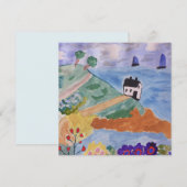 Zomer kust & bloemen platste wenskaart (Voorkant / Achterkant)