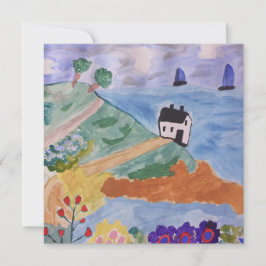 Zomer kust & bloemen platste wenskaart