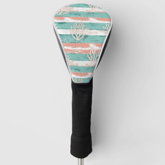 Zomer Kust Koraal Patroon Golfheadcover (Voorkant)