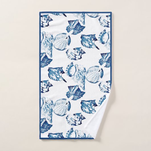 Zomer Kust Strand Seaside Navy Blue Seashell Bad Handdoek (Handdoek)