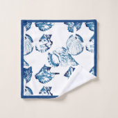 Zomer Kust Strand Seaside Navy Blue Seashell Bad Handdoek (Wasdoekje)