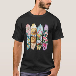 Zomer Kwaststreek Strand Flamingo Schelpen Hibisc T-shirt