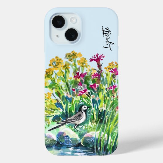 Zomer, kwikstaart, wilde bloemen Case-Mate iPhone case (Achterkant)