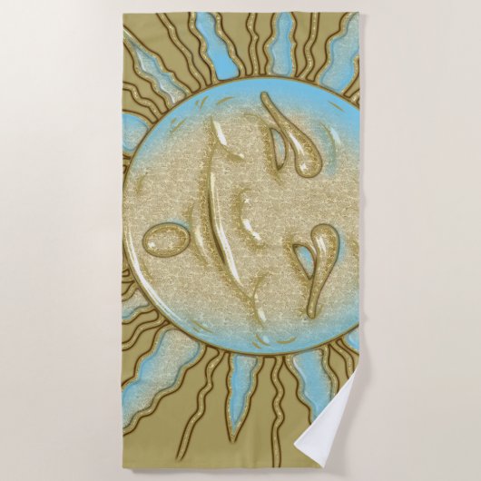 Zomer Lachende Zon | Strandtowel Strandlaken (Voorkant)