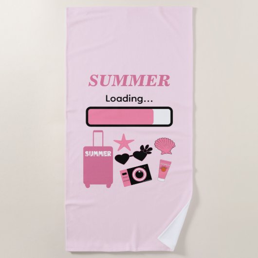 Zomer Lade Roze Strandhanddoek Strandlaken (Voorkant)