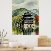 Zomer Lake Kasteel Poster (Keuken)