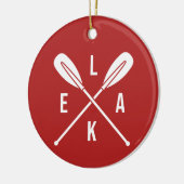 Zomer Lake Paddles Tekst + Foto Rood Kerstmis Keramisch Ornament (Links)