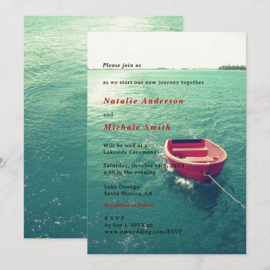 Zomer Lakeside Bestemming Bruiloft Aangepaste Uitn Kaart (Voorkant / Achterkant)