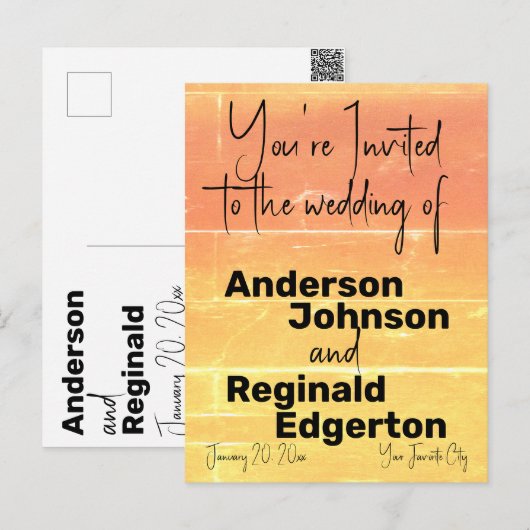 Zomer Landelijke Informele Gele Perzik Bruiloft Briefkaart (Voorkant / Achterkant)