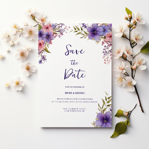 Zomer lavendel roze bloemen kader save the date kaart