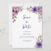 Zomer lavendel roze bloemen kader save the date kaart (Voorkant)