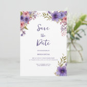 Zomer lavendel roze bloemen kader save the date kaart (Staand voorkant)