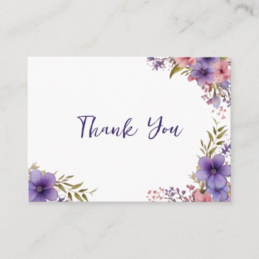 Zomer lavendel roze bloemige lijst Dank u Informatiekaartje (Voorkant)
