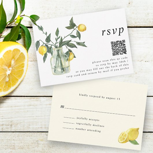 Zomer Lemon Arrangementen en QR Code RSVP Kaartje