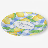 Zomer Lemon Gingham Verjaardag Papieren Bordje (Gekanteld)