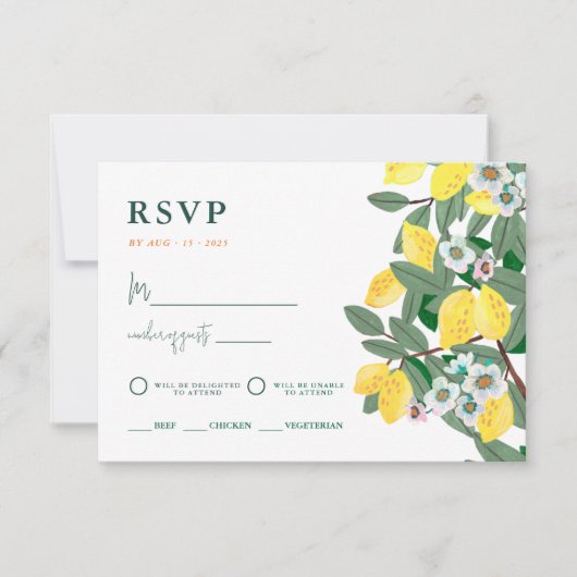 Zomer Lemon Italië Zonsondergang Huwelijk RSVP Kaartje (Voorkant)