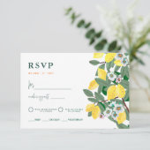 Zomer Lemon Italië Zonsondergang Huwelijk RSVP Kaartje (Staand voorkant)