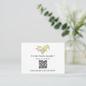 Zomer Lemon Vastgoed QR Code Visitekaartje (Staand voorkant)