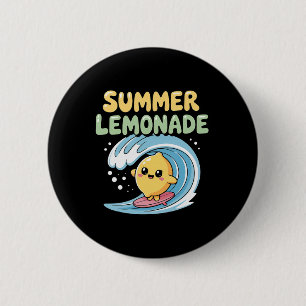 Zomer Lemonade Sfeer Surfen Citroen Golf _1 Ronde Button 5,7 Cm