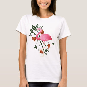 Zomer Lente Bloem met Roze Flamingo T-Shirt