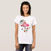 Zomer Lente Bloem met Roze Flamingo T-shirt (Voorkant volledig)