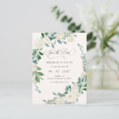 Zomer lente Ivoor Bloemen Groen Save the Date Aankondigingskaart (Staand voorkant)