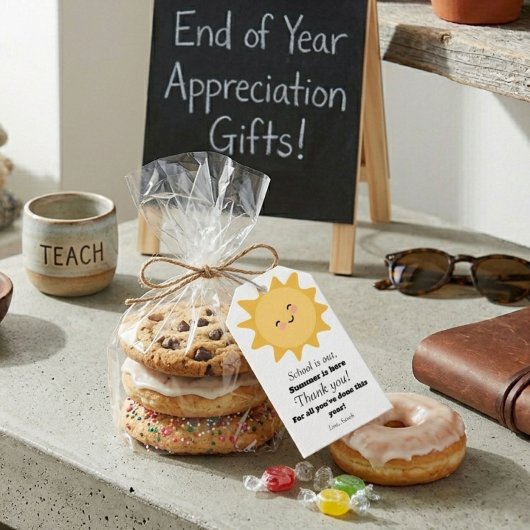 Zomer leraar waardering uit einde van het jaar fav cadeaulabel