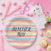 Zomer Leuk Roze Geel Blauw Waterverf Papieren Bordje (Feest)