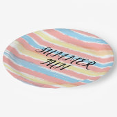 Zomer Leuk Roze Geel Blauw Waterverf Papieren Bordje (Gekanteld)