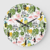 Zomer Leuk Schattige Tropisch Patroon Grote Klok (Voorkant)