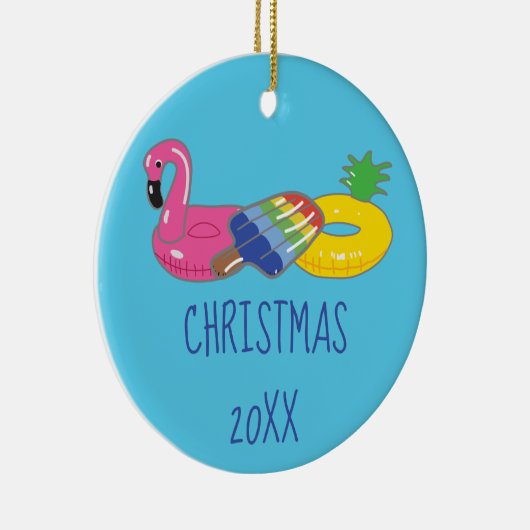 Zomer Leuk Zwembad Float Theme Kerstmis Keramisch Ornament (Rechts)