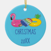 Zomer Leuk Zwembad Float Theme Kerstmis Keramisch Ornament (Voorkant)
