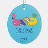 Zomer Leuk Zwembad Float Theme Kerstmis Keramisch Ornament (Links)