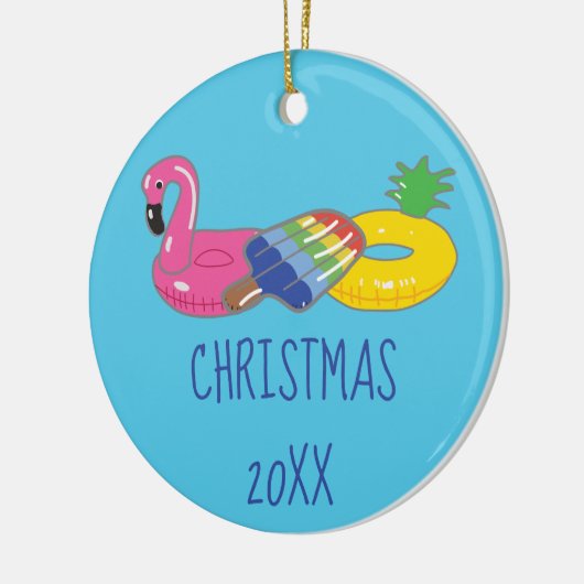 Zomer Leuk Zwembad Float Theme Kerstmis Keramisch Ornament (Links)