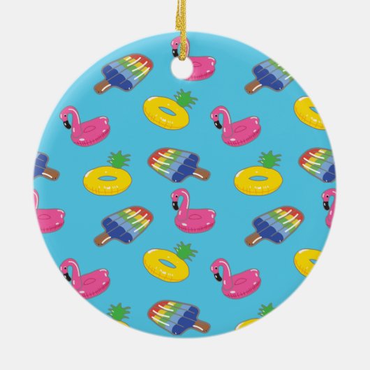 Zomer Leuk Zwembad Float Theme Kerstmis Keramisch Ornament (Achterkant)