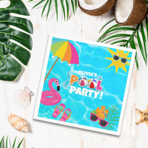 Zomer Leuk Zwembad Party Aangepaste Naam Servet