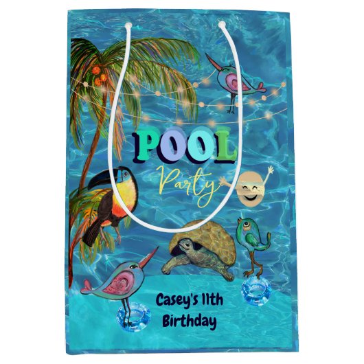 Zomer Leuk Zwembad Party Tropisch Medium Cadeauzakje (Voorkant)