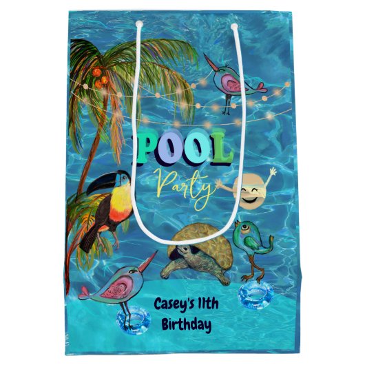 Zomer Leuk Zwembad Party Tropisch Medium Cadeauzakje (Achterkant)