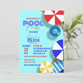 Zomer Leuk Zwembad Party Verjaardag Viering Kaart (Staand voorkant)