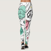 Zomer levendig blad Kleurrijk Wit Roze Leggings (Achterkant)