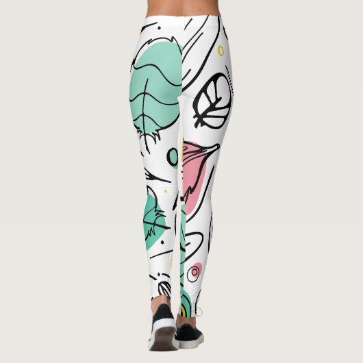 Zomer levendig blad Kleurrijk Wit Roze Leggings (Achterkant)