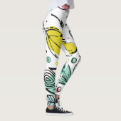 Zomer levendig blad Kleurrijk Wit Roze Leggings (Rechts)